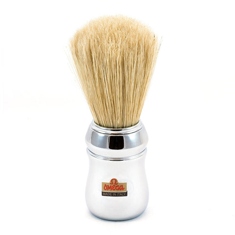 Omega 48 Professional Boar Bristle Shaving Brush, Faux Chrome Handle